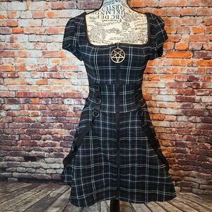 Killstar Ash and Black Goth Lolita Tartan Dress with Straps Small